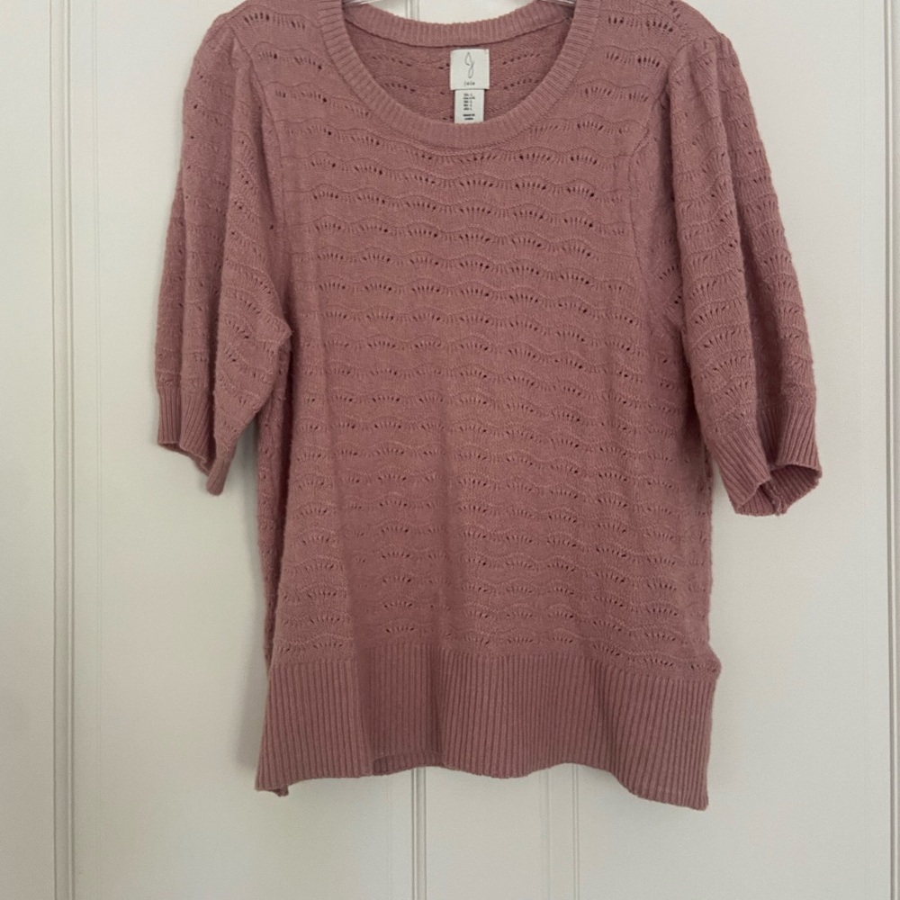 Joie Pink Crew Neck Sweater with Textured Pattern